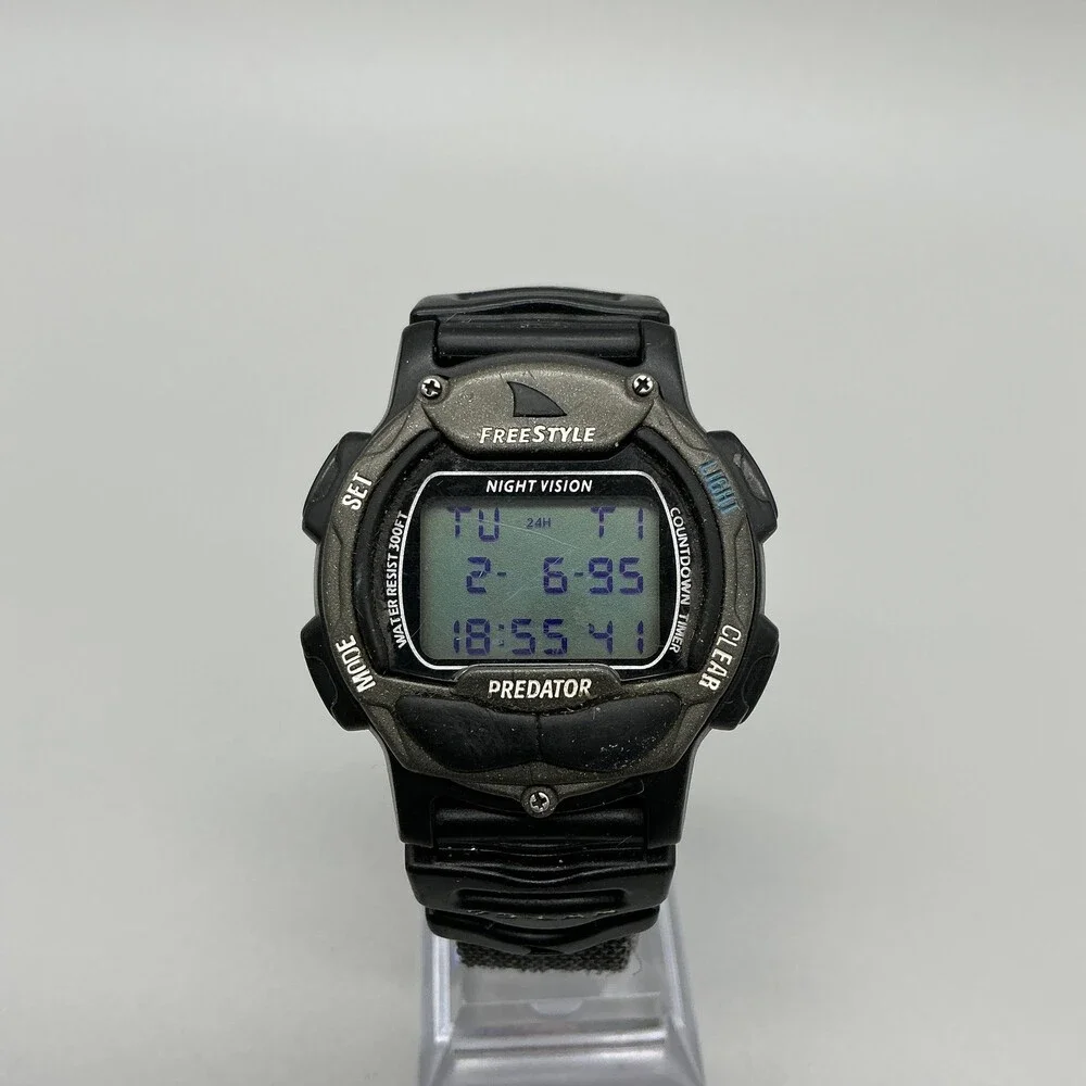Vintage Freestyle Predator 711 Night Vision Mens Watch 39mm Digital New Battery